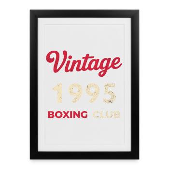 Vintage 1995 – Année de naissance rétro du Boxing Club - Affiche encadrée (27 × 37 cm) - noir - Devant