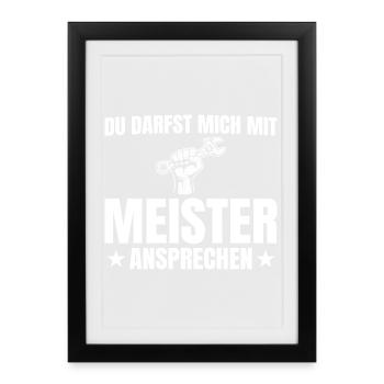 L’examen de maître artisan a réussi le grade de Technicien en mécatronique automobile Master - Affiche encadrée (27 × 37 cm) - noir - Devant