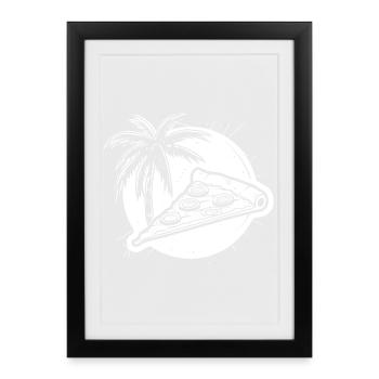 Pizza Grafik - Gerahmtes Poster (27 × 37 cm) - Schwarz - Vorne