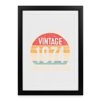 Édition limitée vintage 1974 52e anniversaire 52 ans - Affiche encadrée (27 × 37 cm) - noir - Devant