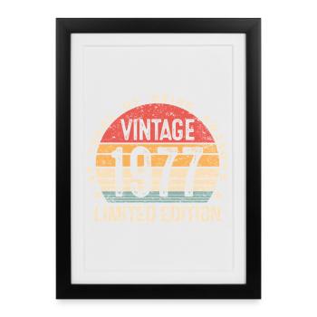 Édition limitée vintage 1977 49e anniversaire - Affiche encadrée (27 × 37 cm) - noir - Devant