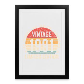 Édition limitée vintage 1991 35e BDay de 35 ans - Affiche encadrée (27 × 37 cm) - noir - Devant