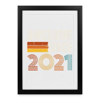 Génial depuis l’anniversaire rétro vintage 2021 - Affiche encadrée (27 × 37 cm) - noir - Devant