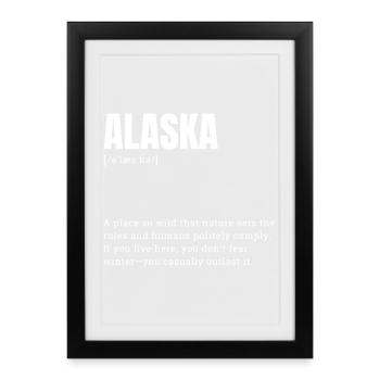 Lettrage de la région sauvage de l’Alaska - Affiche encadrée (27 × 37 cm) - noir - Devant