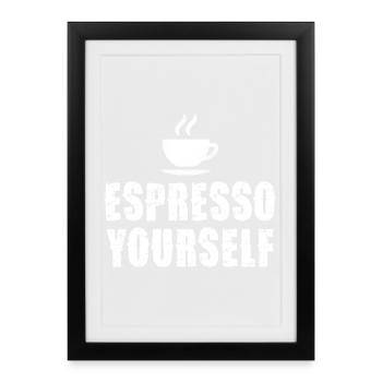 Espresso Yourself Typographic Cup - Affiche encadrée (27 × 37 cm) - noir - Devant