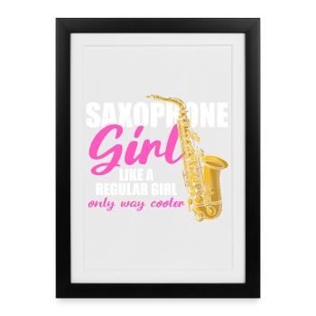 Saxophone girl Saxophonspieler - Gerahmtes Poster (27 × 37 cm) - Schwarz - Vorne