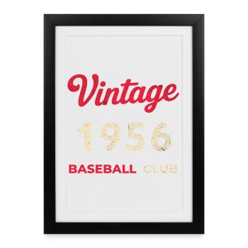 Vintage 1956 – Baseball Club Retro Birth Year - Framed poster (27 × 37 cm) - black - Front