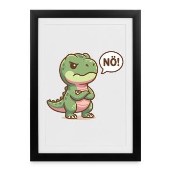 Dinosaure mignon. Non, drôle de dicton - Affiche encadrée (27 × 37 cm) - noir - Devant