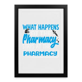 What happens in the pharmacy Pharmacy technician - Framed poster (27 × 37 cm) - black - Front