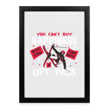 Pass téléski freestyle Happiness - Happy Ski - Affiche encadrée (27 × 37 cm) - noir - Devant
