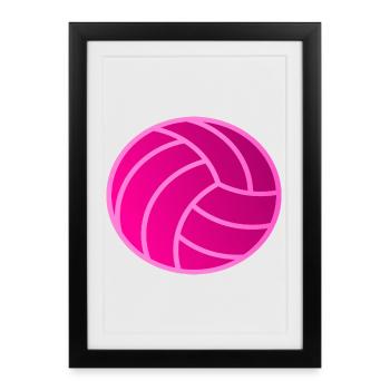 Volley-ball rose - Affiche encadrée (27 × 37 cm) - noir - Devant