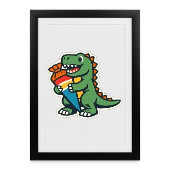 Don d’inscription à l’école Dino pour les élèves - Affiche encadrée (27 × 37 cm) - noir - Devant