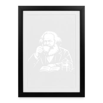 Moment café de Karl Marx - Affiche encadrée (27 × 37 cm) - noir - Devant