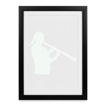 Silhouette avec clarinette - Affiche encadrée (27 × 37 cm) - noir - Devant