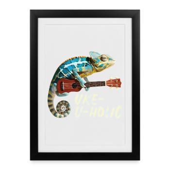 Caméléon Uke-u-holic - Affiche encadrée (27 × 37 cm) - noir - Devant