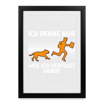 Facteur : COURS JUSTE PARCE QU’ON ME SUIT - Affiche encadrée (27 × 37 cm) - noir - Devant