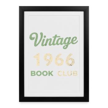 Cadeau rétro de l’année de naissance vintage du club de lecture 1966 - Affiche encadrée (27 × 37 cm) - noir - Devant