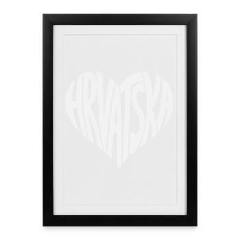 Hrvatska Croatia Heart Font - Framed poster (27 × 37 cm) - black - Front