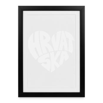 Hrvatska, Croatia Heart Logo Lettering - Framed poster (27 × 37 cm) - black - Front