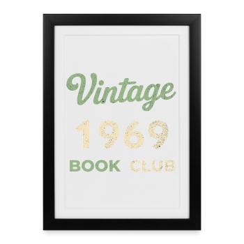 Cadeau rétro de l’année de naissance du club de lecture vintage 1969 - Affiche encadrée (27 × 37 cm) - noir - Devant