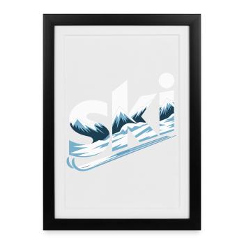Conception faute de Panorama de la Montagne de Ski - Affiche encadrée (27 × 37 cm) - noir - Devant