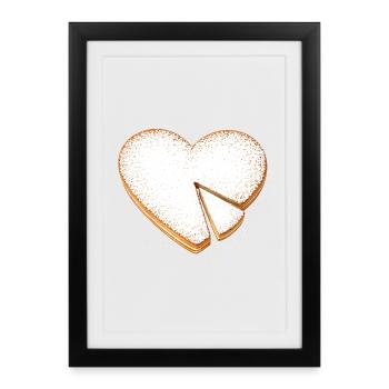 Gâteau en forme de cœur avec illustration de sucre glace - Affiche encadrée (27 × 37 cm) - noir - Devant