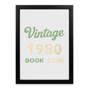 Cadeau vintage de l’année rétro de naissance du club de lecture des années 1980 - Affiche encadrée (27 × 37 cm) - noir - Devant