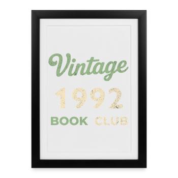Cadeau rétro de l’année de naissance du club de lecture vintage 1992 - Affiche encadrée (27 × 37 cm) - noir - Devant