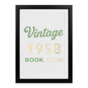 Cadeau rétro d’année de naissance vintage du club de lecture de 1958 - Affiche encadrée (27 × 37 cm) - noir - Devant