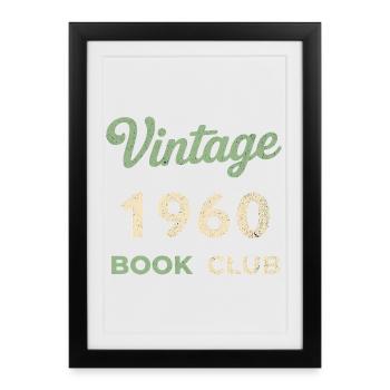 Cadeau vintage du club de lecture des années 1960 pour l’année de naissance rétro - Affiche encadrée (27 × 37 cm) - noir - Devant