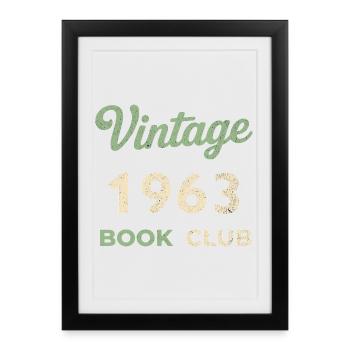 Cadeau rétro de l’année de naissance vintage du club de lecture de 1963 - Affiche encadrée (27 × 37 cm) - noir - Devant
