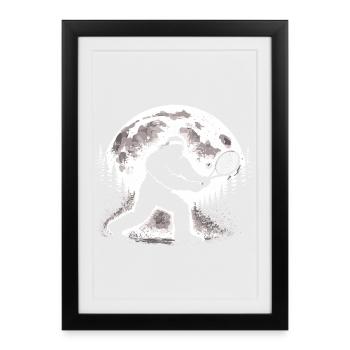 Bigfoot Tennisspieler - Gerahmtes Poster (27 × 37 cm) - Schwarz - Vorne