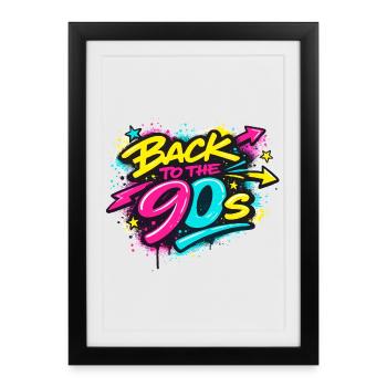 Back to the 90s Neon Graffiti - Framed poster (27 × 37 cm) - black - Front