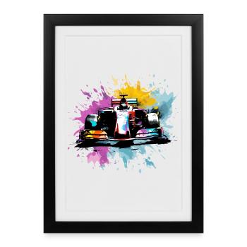 Colorful Splash Art Rush Race Car Driver Racing - Framed poster (27 × 37 cm) - black - Front