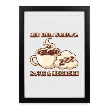 Kaffee Nickerchen Workflow - Gerahmtes Poster (27 × 37 cm) - Schwarz - Vorne