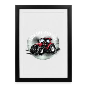 Vie à la ferme – Cadeau de l’expression vintage du tracteur rouge - Affiche encadrée (27 × 37 cm) - noir - Devant