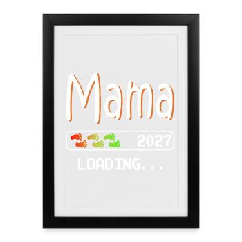 Maman 2027 chargeant grossesse de future mère - Affiche encadrée (27 × 37 cm) - noir - Devant
