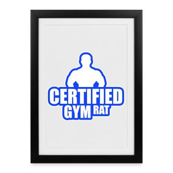 Certified Gym Rat Funny Fitness Training Saying - Framed poster (27 × 37 cm) - black - Front