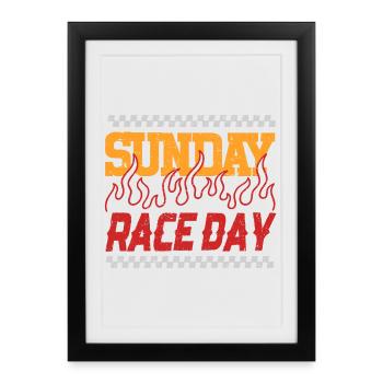 Sport automobile Sport du dimanche jour de la course - Affiche encadrée (27 × 37 cm) - noir - Devant