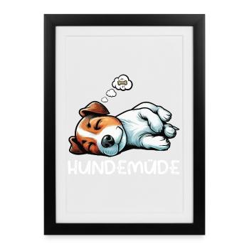 Hundemüde Jack Russel terrier Jack russel besitzer - Gerahmtes Poster (27 × 37 cm) - Schwarz - Vorne