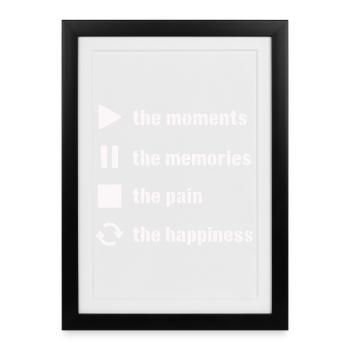 Pleine conscience, moments, souvenirs, bonheur - Affiche encadrée (27 × 37 cm) - noir - Devant