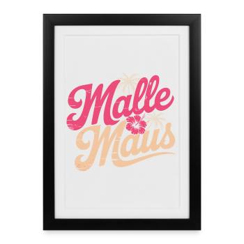 Mallemaus Enterrement de vie de garçon Femmes Mallorca Fête de fans Malle Mouse - Affiche encadrée (27 × 37 cm) - noir - Devant