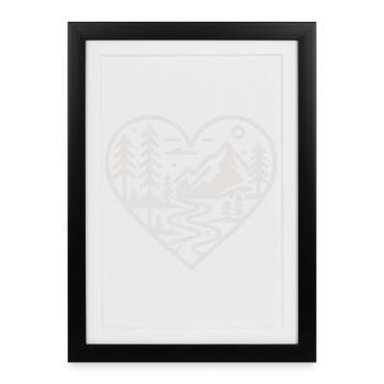 Heart Landscape Mountain River Forest - Framed poster (27 × 37 cm) - black - Front
