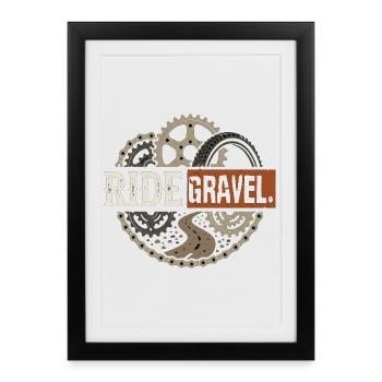 Vélo de gravier Bikepacking tout-terrain - Affiche encadrée (27 × 37 cm) - noir - Devant