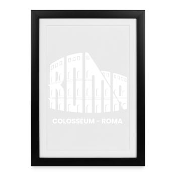 Roma, Italie, Rome Colisée, touristes touristes de tournée italienne - Affiche encadrée (27 × 37 cm) - noir - Devant