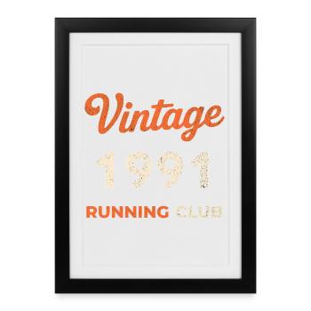 Idée de cadeau d’anniversaire vintage du club de course à pied 1991 - Affiche encadrée (27 × 37 cm) - noir - Devant