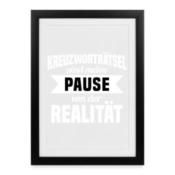 Kreuzworträtsel Pause von der Realität - Gerahmtes Poster (27 × 37 cm) - Schwarz - Vorne