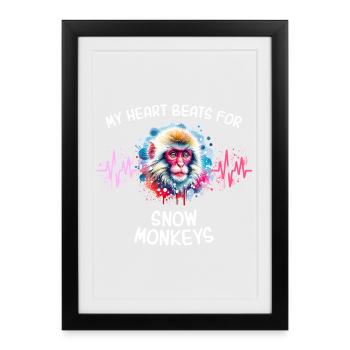 Ligne Cœur de Singe des Neiges - Affiche encadrée (27 × 37 cm) - noir - Devant