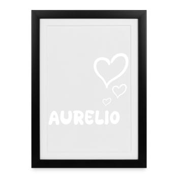 Aurelio als Name - Gerahmtes Poster (27 × 37 cm) - Schwarz - Vorne