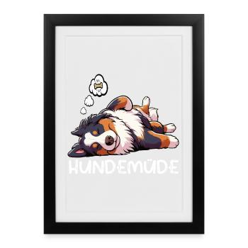 Hundemüde Appenzeller Sennenhund Sennenhunde  - Gerahmtes Poster (27 × 37 cm) - Schwarz - Vorne